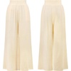 image:imageRVivimos Womens Cotton Palazzo Pants Casual Elastic High Waisted Loose Flowy Wide Leg Long Trousers Pants with PocketsBeige