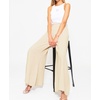 image:imageRVivimos Womens Cotton Palazzo Pants Casual Elastic High Waisted Loose Flowy Wide Leg Long Trousers Pants with PocketsBeige