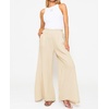 image:imageRVivimos Womens Cotton Palazzo Pants Casual Elastic High Waisted Loose Flowy Wide Leg Long Trousers Pants with PocketsBeige