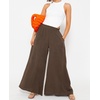 image:imageRVivimos Womens Cotton Palazzo Pants Casual Elastic High Waisted Loose Flowy Wide Leg Long Trousers Pants with PocketsDarkbrown