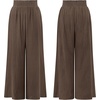 image:imageRVivimos Womens Cotton Palazzo Pants Casual Elastic High Waisted Loose Flowy Wide Leg Long Trousers Pants with PocketsDarkbrown