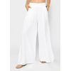 image:imageRVivimos Womens Cotton Palazzo Pants Casual Elastic High Waisted Loose Flowy Wide Leg Long Trousers Pants with PocketsWhite