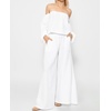 image:imageRVivimos Womens Cotton Palazzo Pants Casual Elastic High Waisted Loose Flowy Wide Leg Long Trousers Pants with PocketsWhite