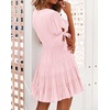image:imageRVivimos Womens Cotton Summer Short Sleeves V Neck Tie Waist Casual Layered Ruffles Mini Swing DressesPinkshortsleeve
