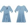 image:imageRVivimos Womens Cotton Summer Short Sleeves V Neck Tie Waist Casual Layered Ruffles Mini Swing DressesSkyblueshortsleeve
