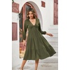 image:imageRVivimos Womens Fall Casual Gauze Cotton Dresses V Neck Long Sleeve Ruffle Tiered Flowy Midi Dress with PocketsArmy Green