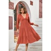 image:imageRVivimos Womens Fall Casual Gauze Cotton Dresses V Neck Long Sleeve Ruffle Tiered Flowy Midi Dress with PocketsOrange