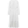image:imageRVivimos Womens Fall Casual Gauze Cotton Dresses V Neck Long Sleeve Ruffle Tiered Flowy Midi Dress with PocketsWhite