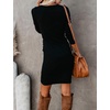 image:imageRVivimos Womens Fall Cotton Long Sleeve Casual Ruched Dress Bodycon TShirt Mini DressBlack