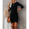 image:imageRVivimos Womens Fall Cotton Long Sleeve Casual Ruched Dress Bodycon TShirt Mini DressBlack