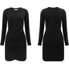 image:imageRVivimos Womens Fall Cotton Long Sleeve Casual Ruched Dress Bodycon TShirt Mini DressBlack