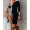 image:imageRVivimos Womens Fall Cotton Long Sleeve Casual Ruched Dress Bodycon TShirt Mini DressBlack