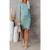 image:imageRVivimos Womens Fall Cotton Long Sleeve Casual Ruched Dress Bodycon TShirt Mini DressGrayish Green