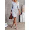 image:imageRVivimos Womens Fall Cotton Long Sleeve Casual Ruched Dress Bodycon TShirt Mini DressGrey