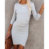 image:imageRVivimos Womens Fall Cotton Long Sleeve Casual Ruched Dress Bodycon TShirt Mini DressGrey