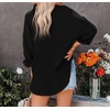 image:imageRVivimos Womens Fall Cotton Long Sleeve Oversized Loose Casual Button Down Shirts Blouses with PocketBlack