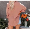 image:imageRVivimos Womens Fall Cotton Long Sleeve Oversized Loose Casual Button Down Shirts Blouses with PocketBrickred