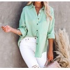 image:imageRVivimos Womens Fall Cotton Long Sleeve Oversized Loose Casual Button Down Shirts Blouses with PocketLightgreen