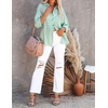 image:imageRVivimos Womens Fall Cotton Long Sleeve Oversized Loose Casual Button Down Shirts Blouses with PocketLightgreen