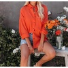 image:imageRVivimos Womens Fall Cotton Long Sleeve Oversized Loose Casual Button Down Shirts Blouses with PocketOrange