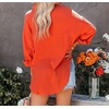 image:imageRVivimos Womens Fall Cotton Long Sleeve Oversized Loose Casual Button Down Shirts Blouses with PocketOrange