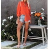 image:imageRVivimos Womens Fall Cotton Long Sleeve Oversized Loose Casual Button Down Shirts Blouses with PocketOrange