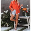 image:imageRVivimos Womens Fall Cotton Long Sleeve Oversized Loose Casual Button Down Shirts Blouses with PocketOrange