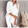 image:imageRVivimos Womens Fall Cotton Long Sleeve Oversized Loose Casual Button Down Shirts Blouses with PocketWhite