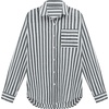 image:imageRVivimos Womens Fall Cotton Long Sleeves Roll Up Striped Casual V Neck Button Down Shirts BlousesBlack