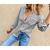 image:imageRVivimos Womens Fall Cotton Long Sleeves Roll Up Striped Casual V Neck Button Down Shirts BlousesBlack