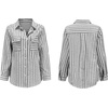 image:imageRVivimos Womens Fall Cotton Long Sleeves Roll Up Striped Casual V Neck Button Down Shirts BlousesBlack2