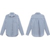 image:imageRVivimos Womens Fall Cotton Long Sleeves Roll Up Striped Casual V Neck Button Down Shirts BlousesBlue