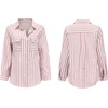 image:imageRVivimos Womens Fall Cotton Long Sleeves Roll Up Striped Casual V Neck Button Down Shirts BlousesDeeppink2