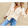 image:imageRVivimos Womens Fall Cotton Long Sleeves Roll Up Striped Casual V Neck Button Down Shirts BlousesKhaki