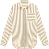 image:imageRVivimos Womens Fall Cotton Long Sleeves Roll Up Striped Casual V Neck Button Down Shirts BlousesKhaki