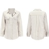 image:imageRVivimos Womens Fall Cotton Long Sleeves Roll Up Striped Casual V Neck Button Down Shirts BlousesKhaki2