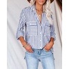 image:imageRVivimos Womens Fall Cotton Long Sleeves Roll Up Striped Casual V Neck Button Down Shirts BlousesNavyblue2