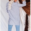 image:imageRVivimos Womens Fall Cotton Long Sleeves Roll Up Striped Casual V Neck Button Down Shirts BlousesNavyblue2