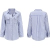 image:imageRVivimos Womens Fall Cotton Long Sleeves Roll Up Striped Casual V Neck Button Down Shirts BlousesNavyblue2