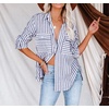 image:imageRVivimos Womens Fall Cotton Long Sleeves Roll Up Striped Casual V Neck Button Down Shirts BlousesNavyblue2