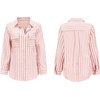 image:imageRVivimos Womens Fall Cotton Long Sleeves Roll Up Striped Casual V Neck Button Down Shirts BlousesPink2