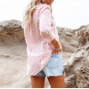 image:imageRVivimos Womens Fall Cotton Long Sleeves Roll Up Striped Casual V Neck Button Down Shirts BlousesPink2