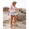 image:imageRVivimos Womens Fall Cotton Long Sleeves Roll Up Striped Casual V Neck Button Down Shirts BlousesPink2