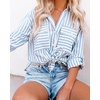image:imageRVivimos Womens Fall Cotton Long Sleeves Roll Up Striped Casual V Neck Button Down Shirts BlousesSkyblue2