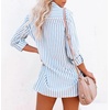 image:imageRVivimos Womens Fall Cotton Long Sleeves Roll Up Striped Casual V Neck Button Down Shirts BlousesSkyblue2