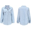 image:imageRVivimos Womens Fall Cotton Long Sleeves Roll Up Striped Casual V Neck Button Down Shirts BlousesSkyblue2