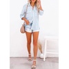 image:imageRVivimos Womens Fall Cotton Long Sleeves Roll Up Striped Casual V Neck Button Down Shirts BlousesSkyblue2