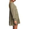 image:imageRVivimos Womens Fall Cotton Long Sleeves Ruffled Casual Loose Swing Flowy Tunic Mini DressArmygreen