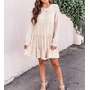 image:imageRVivimos Womens Fall Cotton Long Sleeves Ruffled Casual Loose Swing Flowy Tunic Mini DressBeige