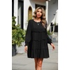 image:imageRVivimos Womens Fall Cotton Long Sleeves Ruffled Casual Loose Swing Flowy Tunic Mini DressBlack